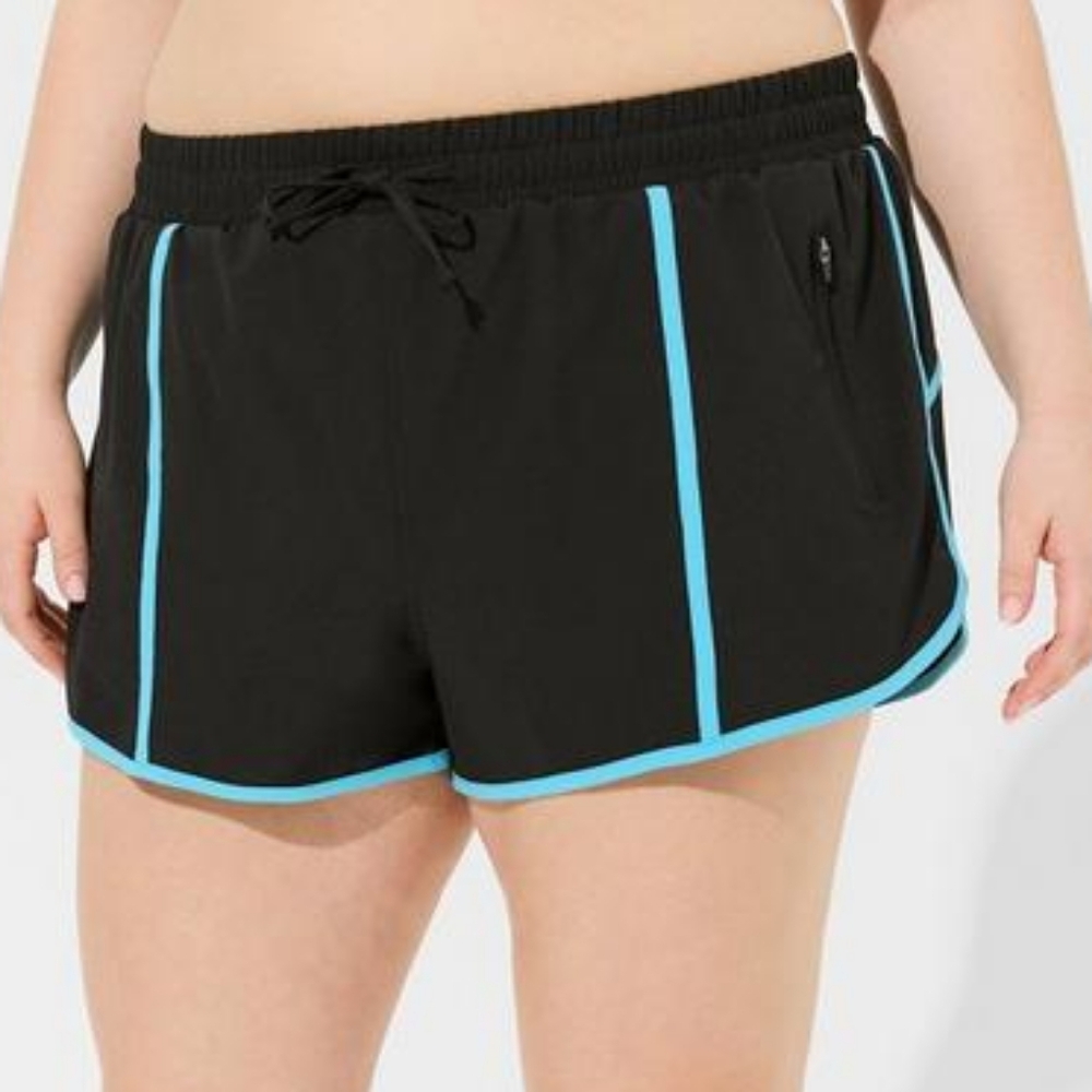 Torrid Black Blue High-Rise Surf Swim Board Shorts W Attached Brief 2X N…